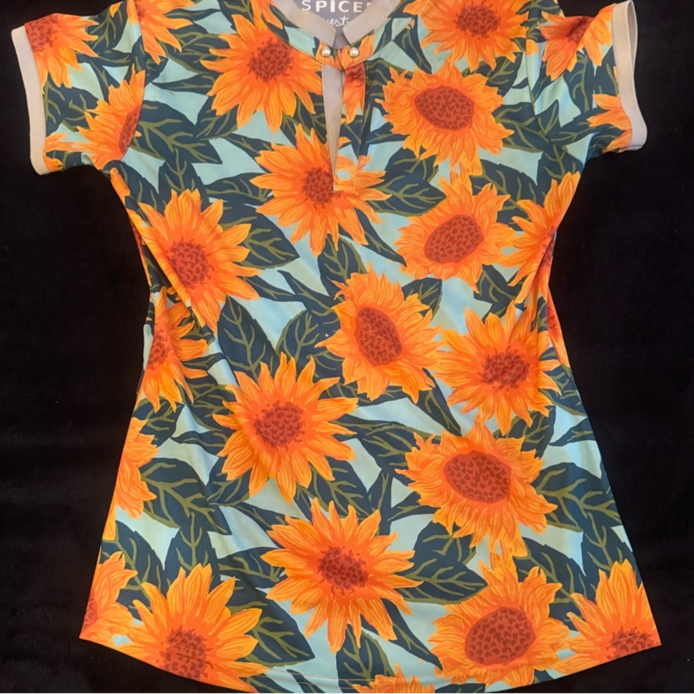 Spiced Equestrian Sunflower Print Top Size S